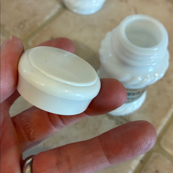 Vintage Milk Glass Spice Jars with Silver Labels, Set of 11. - Picture 6 of 9